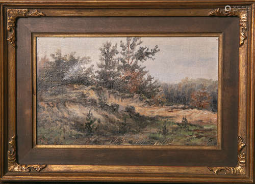 Schmöle, Friedrich Philipp (1844 - 1924, Frankfurter Maler), Waldlandschaft, Öl/Lw/Pappe, re. u.