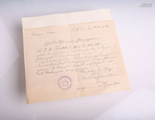 Erlaubnisschein zum Fotografieren vom 21.9.1917 (1. WK), Leutnant J.R. Fröhlich, 8/Inf. Regt. No.