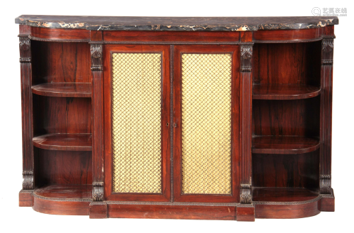 A GEORGE IV FIGURED ROSEWOOD SIDE CABINET IN THE …