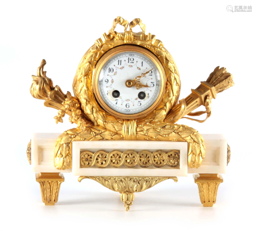 A LATE 19TH CENTURY FRENCH ORMOLU AND WHITE MARBLE