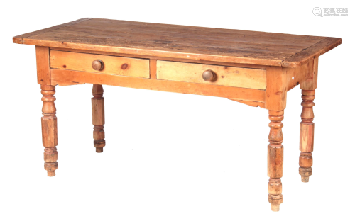 AN EARLY 19TH CENTURY REGENCY PINE KITCHEN TABLE with