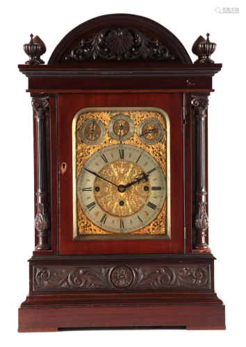 A LATE 19TH CENTURY QUARTER CHIMING TRIPLE FUSEE