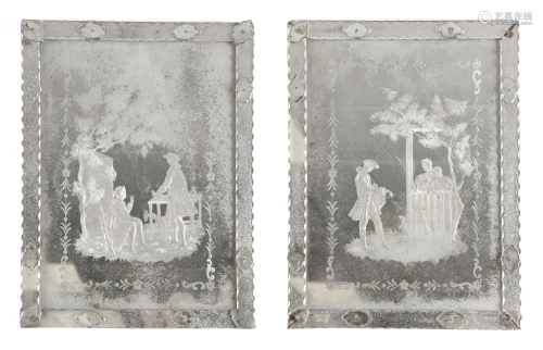 A PAIR OF 19TH CENTURY CONTINENTAL REVERSE ETCHED