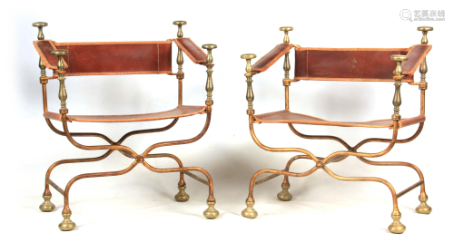 A PAIR OF SPANISH 19TH CENTURY PAINTED CAST IRON AND