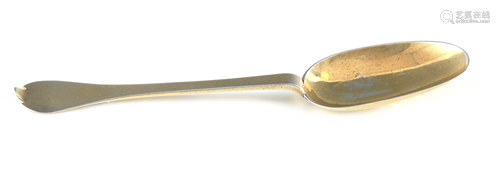 A WILLIAM III SILVER TREFID SPOON with rubbed gilding,