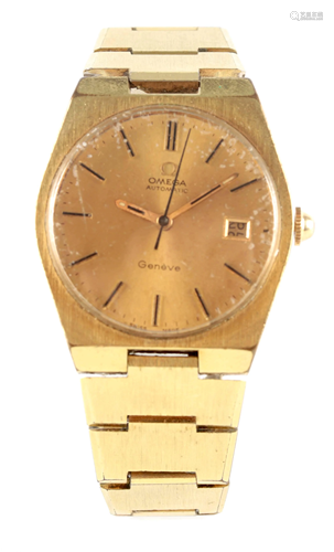 A GENTLEMAN'S VINTAGE GOLD PLATED OMEGA GENEVE WRIST