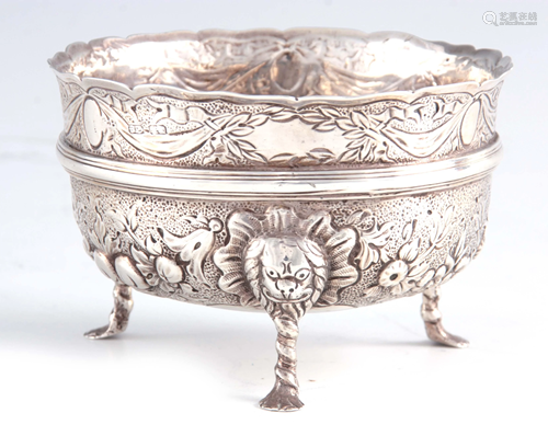 A VICTORIAN IRISH SILVER FOOTED BOWL with scalloped