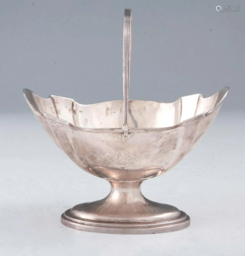 AN EDWARD VII SILVER SWING-HANDLE BASKET with engraved