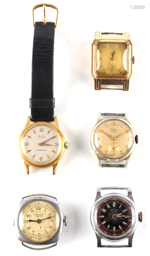 A COLLECTION OF FIVE VINTAGE GENTLEMAN'S WATCHES …