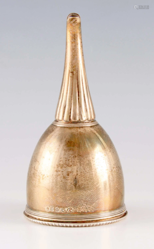 A GEORGE III SILVER WINE FUNNEL with tapered fluted