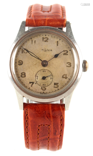 A GENTLEMAN'S VINTAGE LEMANIA STEEL WRIST WATCH on