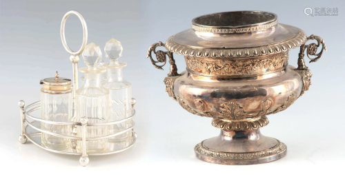 A 19TH CENTURY SILVER PLATED WINE COOLER of classical