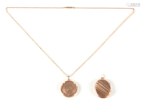 TWO 9CT ROSE GOLD LOCKETS, one with 9ct rose gold c…