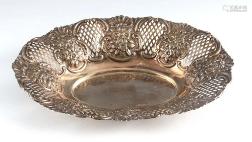 A VICTORIAN SILVER PIERCED BASKET with embossed floral