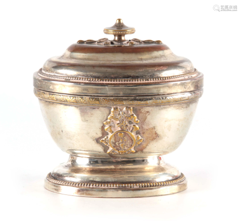 A CONTINENTAL SILVER PLATED OVAL BOWL AND COVER with