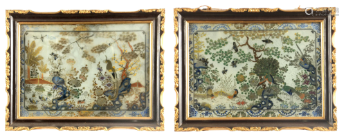 A PAIR OF 19TH CENTURY ORIENTAL REVERSE PAINTED