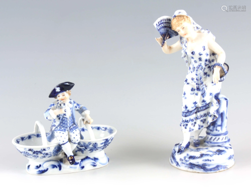 A 20TH CENTURY MEISSEN TABLE SALT with seated figure of