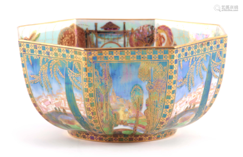 A WEDGWOOD FAIRYLAND LUSTRE FOOTED OCTAGONAL BOW…
