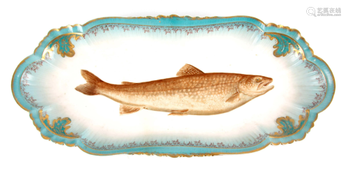 A LARGE LATE 19TH CENTURY FRENCH LIMOGES FISH PLATE