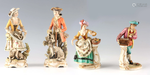 A PAIR OF CONTINENTAL MEISSEN STYLE SHEPHERD AND