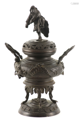 A LATE 19TH CENTURY CHINESE BRONZE CENSER with fig…