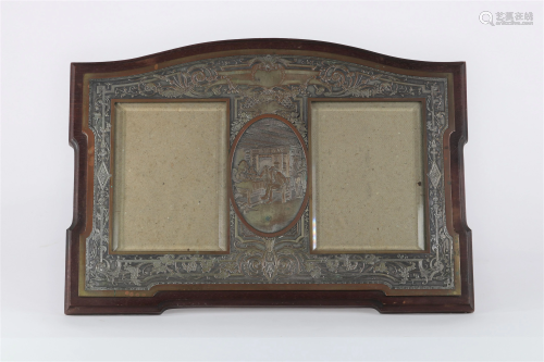 Large photo frame, silvered bronze, beautiful carving,