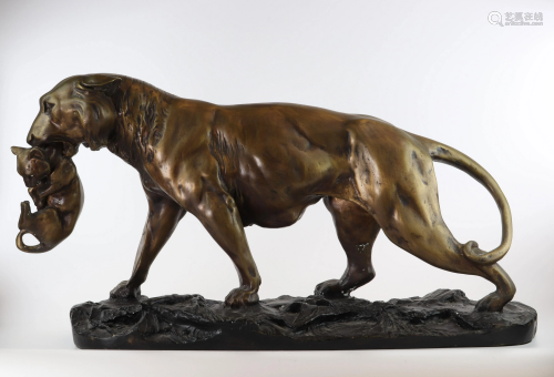 Antonio AMORGASTI (1880-1942) Lioness and lion cub