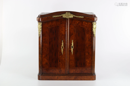 Miniature cabinet in veneer and bronze circa 1900