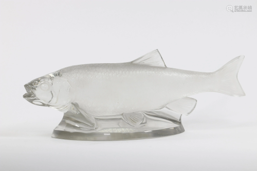 Rene LALIQUE (1860-1945) imposing trout in molded glass
