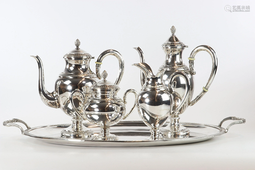 Empire style silver service composed of four pieces and