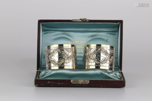 Louis XVI style silver napkin rings