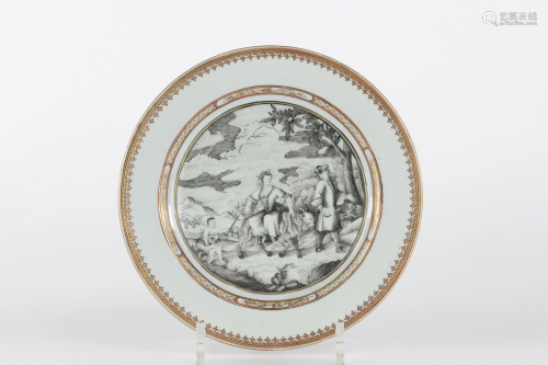 China Compagnie des Indes rare plate painted with a