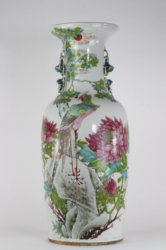 China porcelain vase decorated with flowers and birds