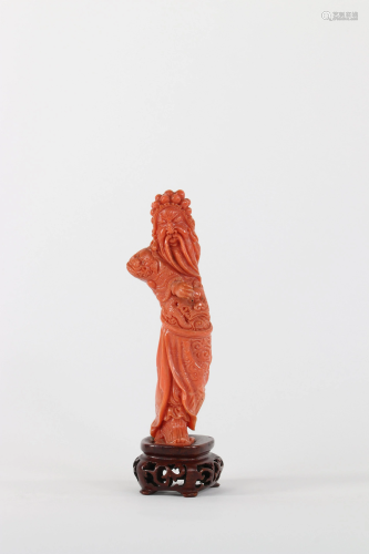 China - carved coral- a warrior 1900