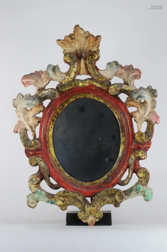 Rococo style mirror in polychrome wood