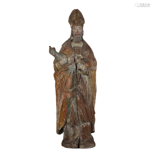 Imposing saint in polychrome wood 17th