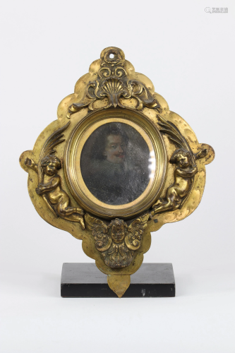 Rare 17th century miniature portrait on copper bronze