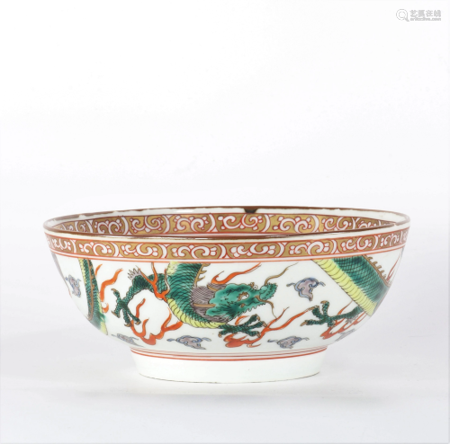 Large porcelain bowl decorated with a dragon