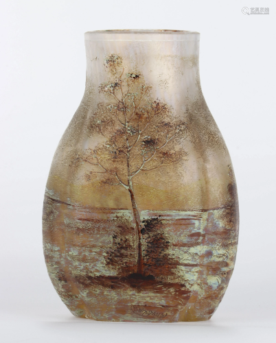 Daum Nancy (attr) acid-free vase with lacustrine