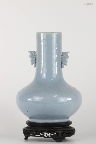 Sky blue powdered Chinese porcelain vase Kangxi mark