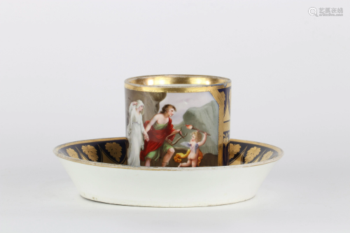 Berlin porcelain cup decorated with a romantic scene