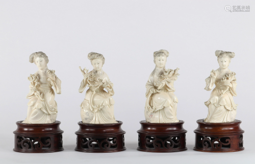 Series of Chinese statuettes representing the 4