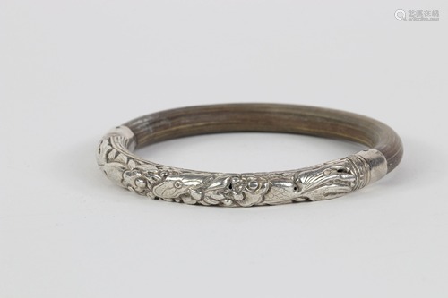 China bracelet in silver and horn late 19th