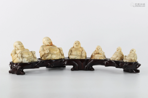China sculpture of five Buddhas 19th
