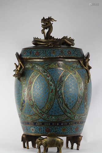 China Imposing cloisonne bronze covered vase decorated