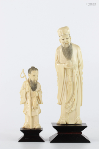 China lot of two sculptures of wise men circa 1900