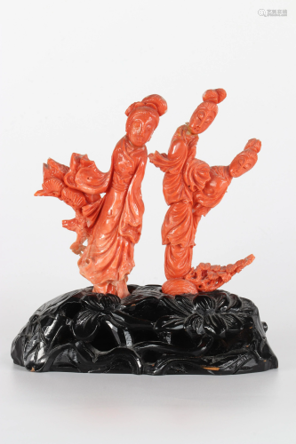China sculpture in red coral around 1900 (head glued)