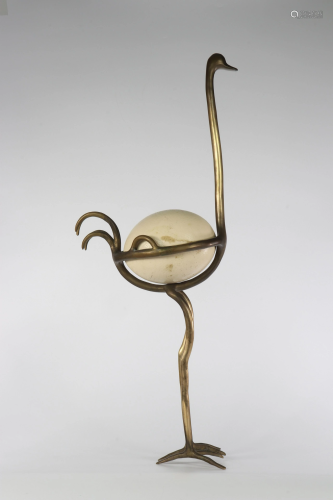 Sculpture of an ostrich in bronze corp formed from an