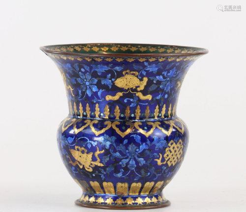 China Korea enamel vase on blue background enhanced