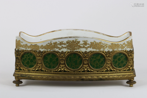 Sevres porcelain planter frame in gilded bronze Louis